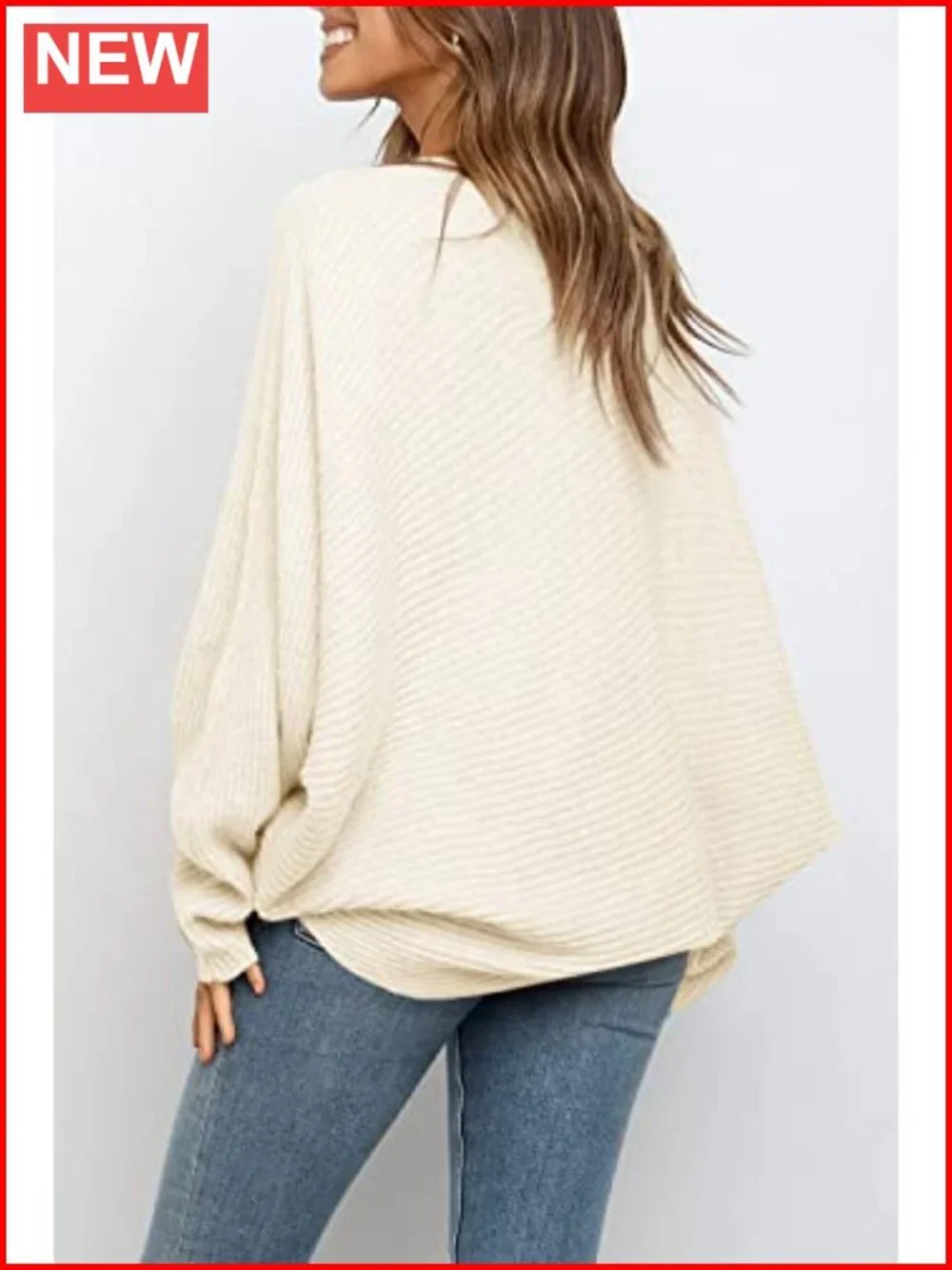 Oversized Slouchy Knit Pullover Sweater Crew Neck Long Sleeve